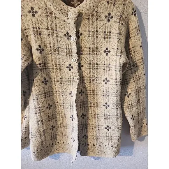NVR Cardigan Sweater Super Soft!!! Wool Blend Small Beige Tan - Picture 4 of 6